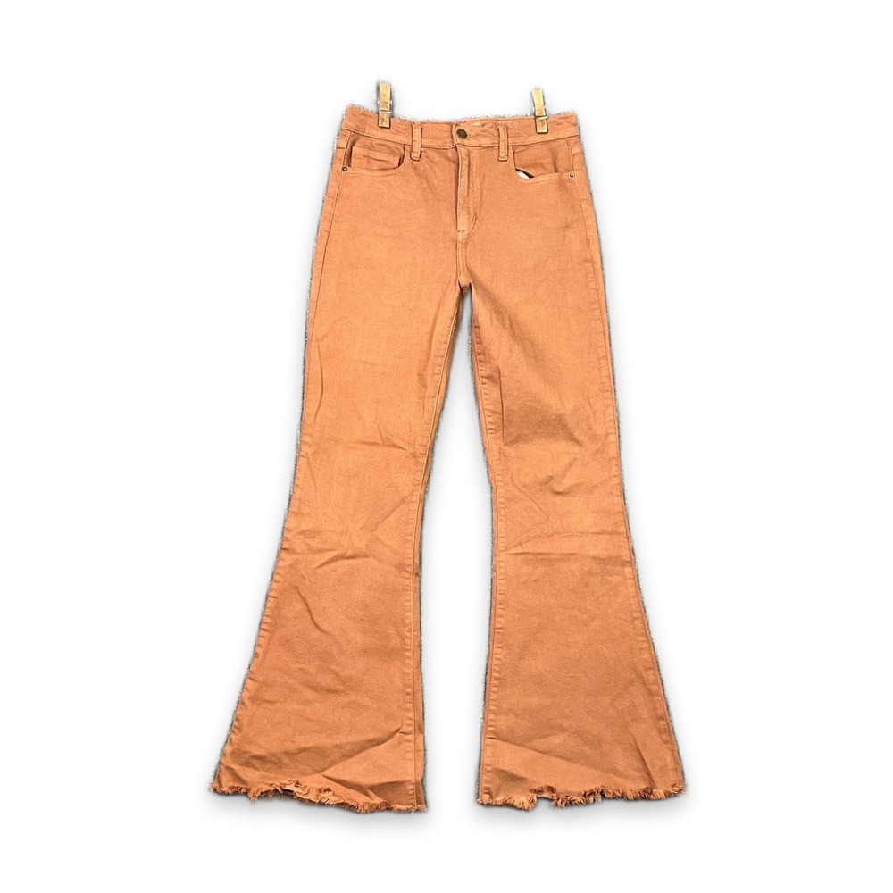 Altar'd State Flared Jeans Women 29 Brown Denim Streetwear Frayed Hem Minimalist